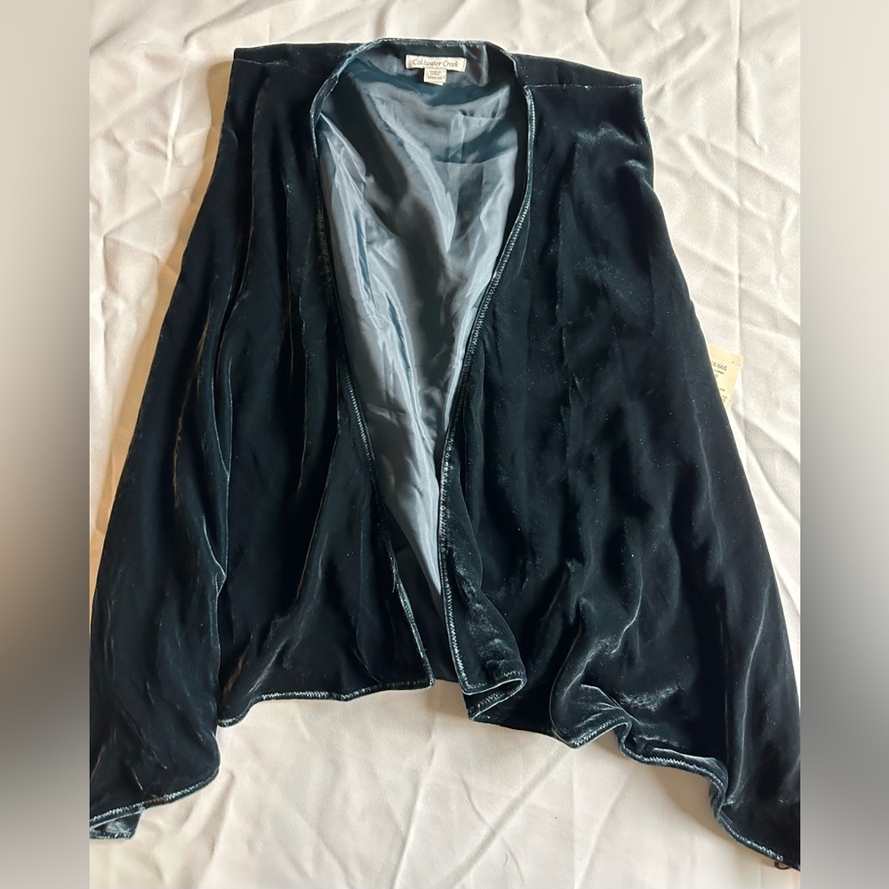NWT Coldwater Creek Waterfall Velvet Vest deep teal size M 10-12